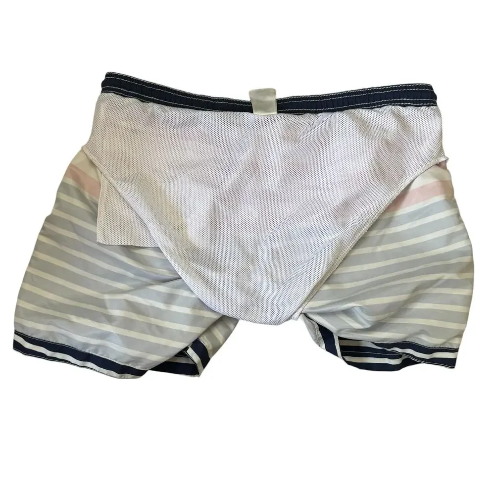 H&M Patriotic Stripe Swim Shorts Sz Large Mens Mesh Lined Pockets Flag Red Blue